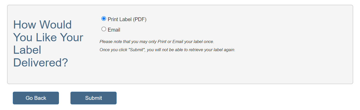 Confirming how customer would like the label provided