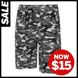 Camouflage Print Jogger Shorts now $15