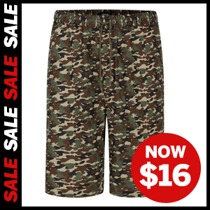 Camouflage Print Cotton Shorts now $16