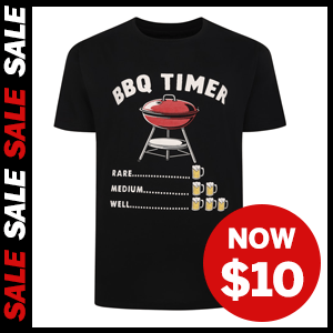 Black T-Shirt with BBQ print now $10