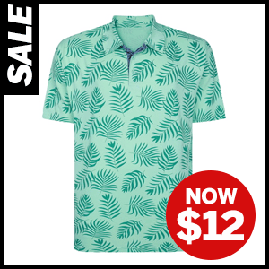 Allover Print Polo Shirt in Jelly Mint Now $12