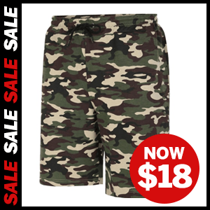Camouflage Print Jogger Shorts now $18
