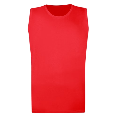 Pepper red sleeveless T-shirt, front view.