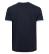 Thumbnail Navy tall T-shirt with contrast tipped sleeves and neck, back view.