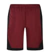 Thumbnail Burgundy and black gym shorts, flat lay front view.
