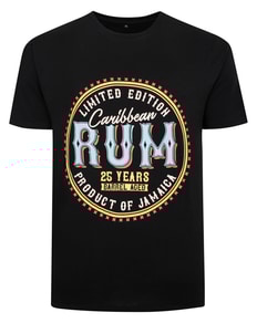 Bigdude Carribean Rum Print T-Shirt Black