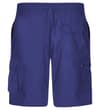 Thumbnail Navy cargo shorts back view with patch and zip pockets.