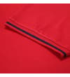 Thumbnail Close-up of red polo sleeve cuff with navy tipping.
