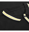 Thumbnail Close-up of black polo collar with white and yellow stripe trim.