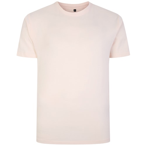 Pale pink plain crew neck T-shirt, front view.