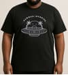 Thumbnail Black crew neck T-shirt worn front view with UFO print.