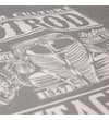 Thumbnail Close-up of white vintage car graphic on grey T-shirt.