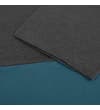 Thumbnail Close-up of charcoal sleeve and petrol colour block seam.