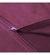 Thumbnail Close-up of the burgundy front zip fastening.
