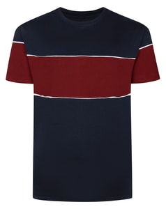 Bigdude Colour Block T-Shirt Navy/Burgundy Tall