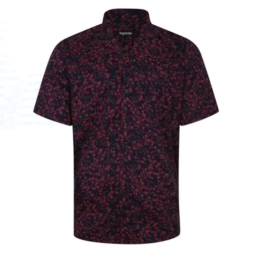 Bigdude Meadow Viscose Relaxed Collar Shirt Navy Tall