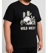Thumbnail Black graphic T-shirt worn at an angled front view.