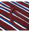Thumbnail Close-up of the crew neck on the burgundy striped T-shirt.