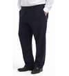 Thumbnail Navy adjustable waist trousers shown worn with white shirt.