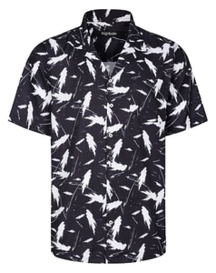 Bigdude Relaxed Collar Paint Brush Short Sleeve Shirt Black/White Tall