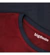 Thumbnail Close-up of the crew neck with navy trim and burgundy panel.