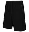 Thumbnail Angled front view of black cargo shorts with zip pocket.
