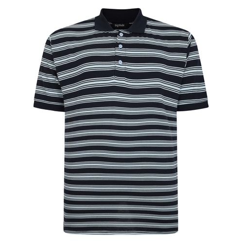 Bigdude Striped Jersey Polo Navy