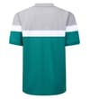 Thumbnail Teal, white and grey colour block polo shirt, back view.