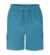 Thumbnail Petrol blue cargo swim shorts, front view.