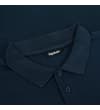 Thumbnail Navy polo shirt close-up of collar and button placket.