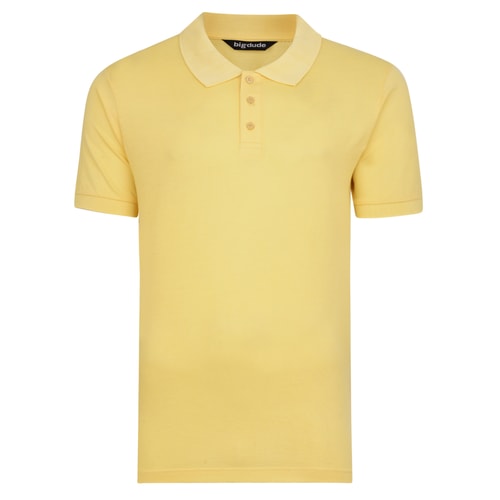 Yellow plain polo shirt, front view.