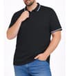 Thumbnail Model wearing a black tipped polo shirt with blue jeans.