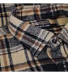 Thumbnail Close-up of collar on sand checked flannel shirt.
