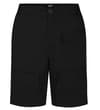 Thumbnail Front view of black utility shorts with cargo pockets.