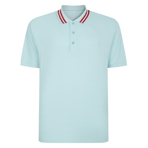 Bigdude Pique Polo With Chunky Tipping Turquoise