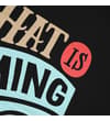 Thumbnail Close-up of the front slogan print on the black T-shirt.