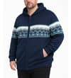 Thumbnail Model wearing navy full zip hoody with Fair Isle chest band.