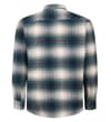 Thumbnail Turquoise checked flannel overshirt back flat view.