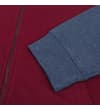 Thumbnail Close-up of sleeve cuff and front zip on burgundy hoody.