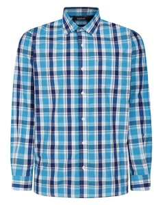 Bigdude Checked Long Sleeve Poplin Shirt Blue