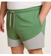 Thumbnail Model wearing sage green shorts with side pocket view.
