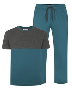 Bigdude Cut & Sew Pajama Set Petrol/Charcoal