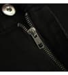 Thumbnail Close-up of black shorts zip fly and metal button.