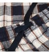 Thumbnail Brown, grey and navy checked PJ pants drawstring close-up.