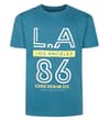 Thumbnail Petrol crew neck T-shirt with large LA 86 front print.