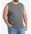 Thumbnail Grey sleeveless T-shirt worn with blue jeans.