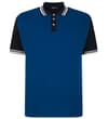 Thumbnail Flat lay front of royal blue polo with navy sleeves and collar.