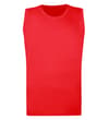 Pepper red sleeveless tall T-shirt, front view.