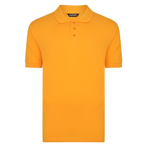 Orange tall polo shirt, front view.