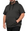 Thumbnail Charcoal short sleeve hoodie worn from front angle.